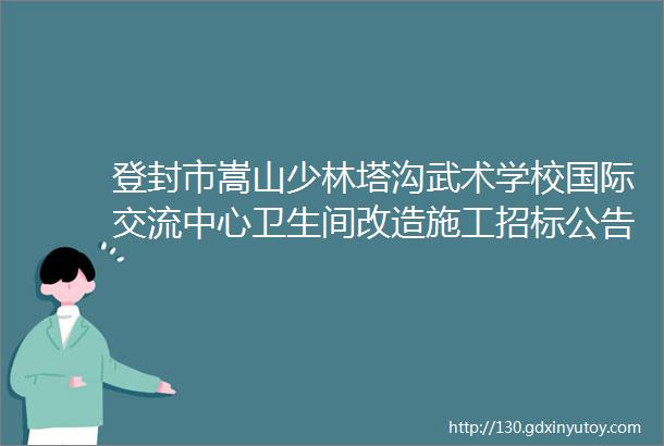 登封市嵩山少林塔沟武术学校国际交流中心卫生间改造施工招标公告